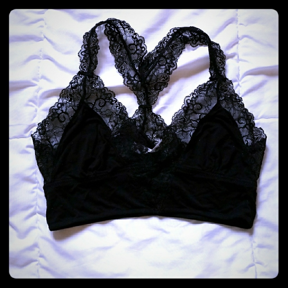 Urban outfitters Black lace racer back bralette